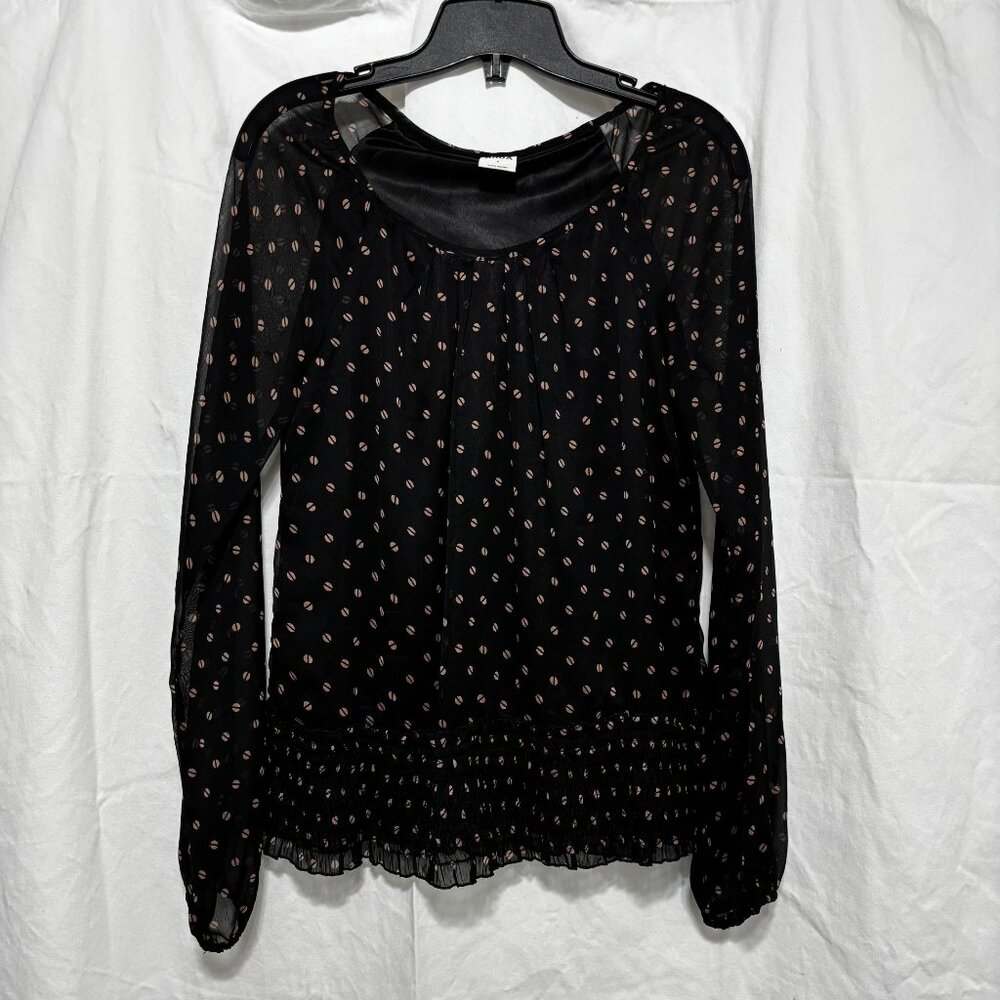 Vintage Vero Moda Black with Light Brown Patterned Blouse